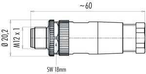 M12 8 Pinli Erkek Konnektör, Binder 99 0487 12 08