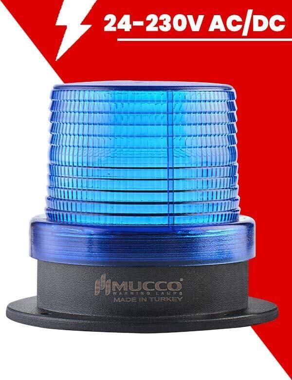 Ø 90 Çap Maksi Volt Tepe Lambası 24-230V AC/DC SNT-912 Mavi