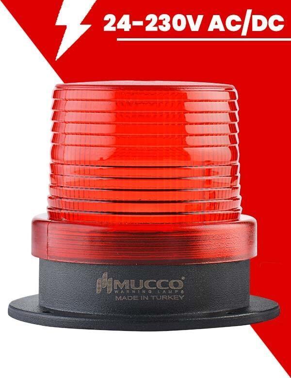 Ø 90 Çap Kafesli Maksi Volt Tepe Lambası 24-230V AC/DC SNT-912-KFS Kırmızı