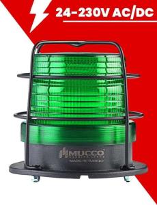 Ø 90 Çap Kafesli Maksi Volt Tepe Lambası 24-230V AC/DC SNT-912-KFS Yeşil