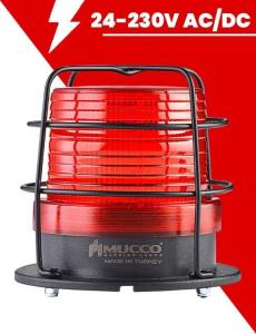 Ø 100 Çap Kafesli Maksi Volt Tepe Lambası 24-230V AC/DC SNT-112-KFS Kırmızı