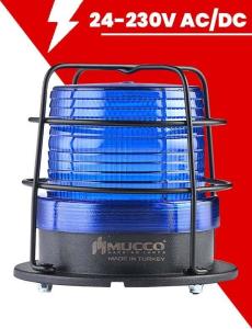 Ø 100 Çap Kafesli Maksi Volt Tepe Lambası 24-230V AC/DC SNT-112-KFS Mavi