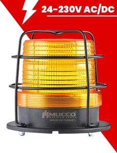 Ø 100 Çap Buzzer Kafesli Maksi Volt Tepe Lambası 24-90V DC 24-60V AC SNT-112-B-KFS Beyaz