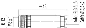 M8 3 Pinli Dişi Konnektör, Binder 99 3400 100 03