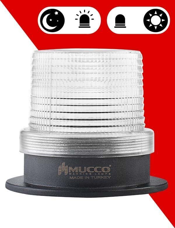 5 Mod Buzzer Sensörlü Tepe Lambası 12-24 AC/DC - SNT-915-B-ND Beyaz