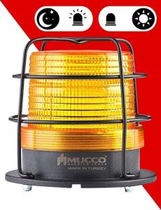 5 Mod Buzzer Sensörlü Kafesli Tepe Lambası 12-24 AC/DC - SNT-915-B-ND-KFS Beyaz