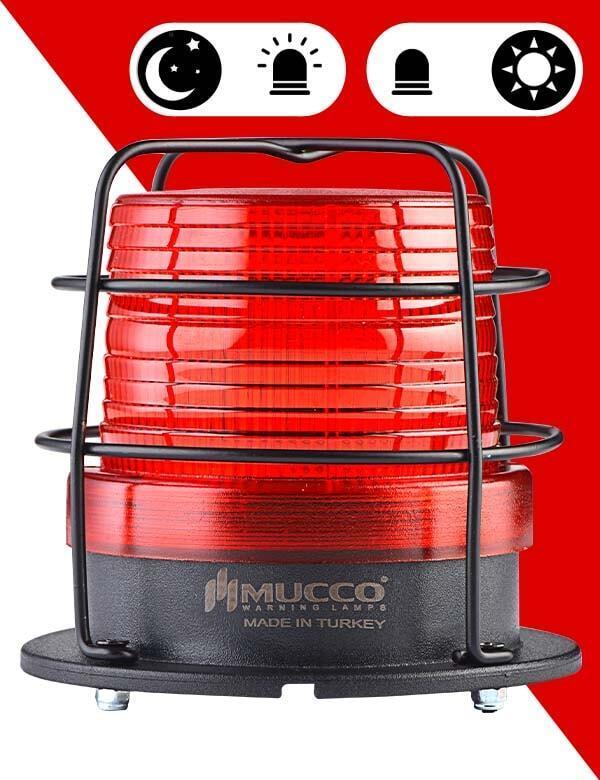 5 Mod Sensörlü Kafesli Tepe Lambası 85-260V AC/DC - SNT-125-ND-KFS Kırmızı