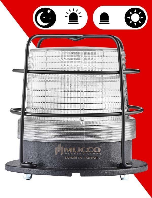 5 Mod Buzzer Sensörlü Kafesli Tepe Lambası 12-24 AC/DC - SNT-115-B-ND-KFS Beyaz