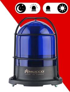 5 Mod Buzzer Sensörlü Kafesli Tepe Lambası 85-260V AC/DC - SNT-125-B-ND-KFS Beyaz