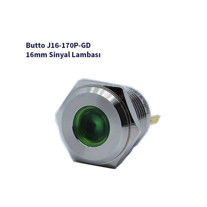 16mm Yassı Kafalı Sinyal Lambası Yeşil