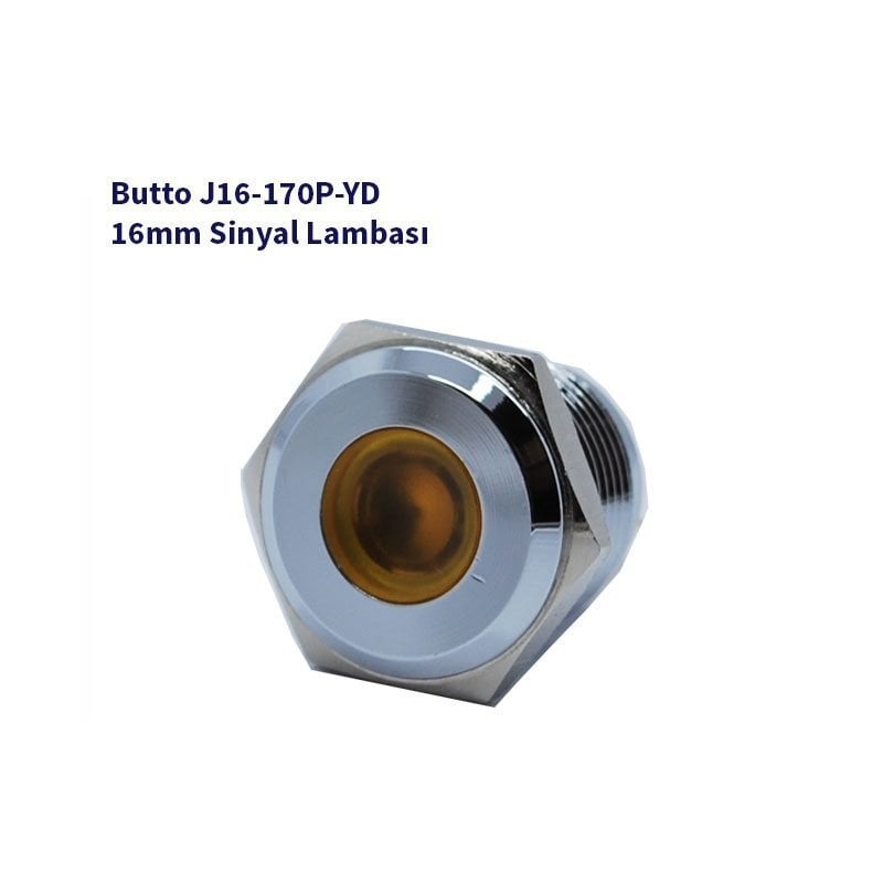 16mm Yassı Kafalı Sinyal Lambası Sarı J16-170P-YD