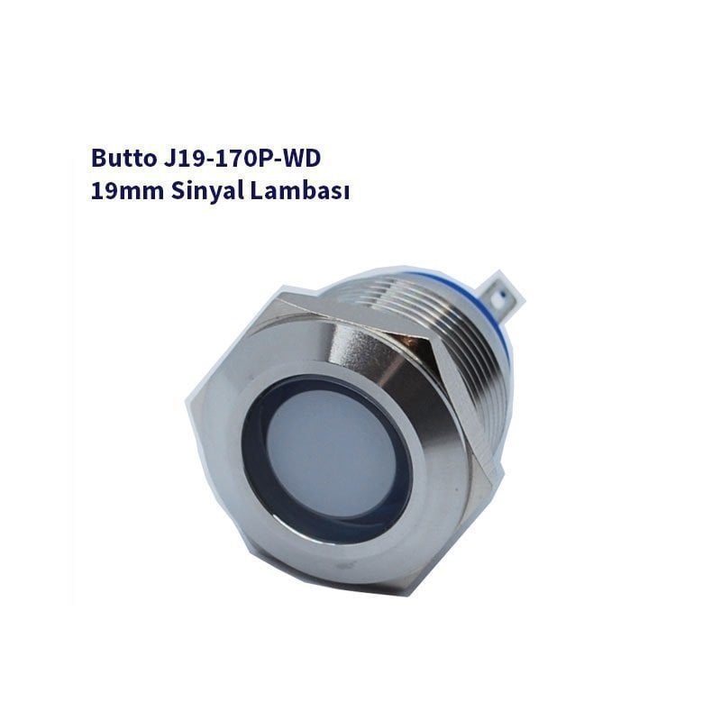 19mm Yassı Kafalı Sinyal Lambası Beyaz J19-170P-WD