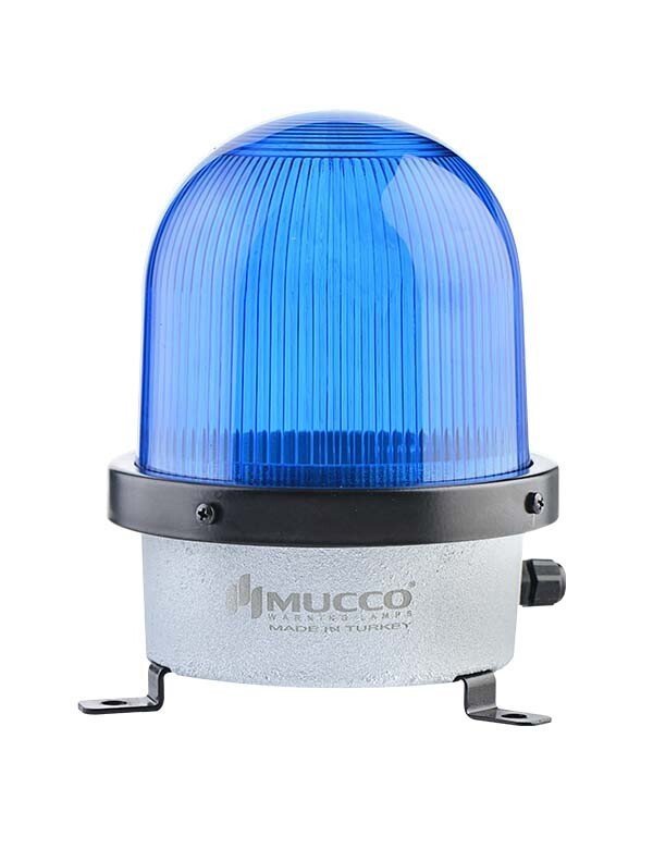 Buzzerlı Çakar Döküm Tepe Lambası 85-260V AC/DC SNT-D12522-B Mavi