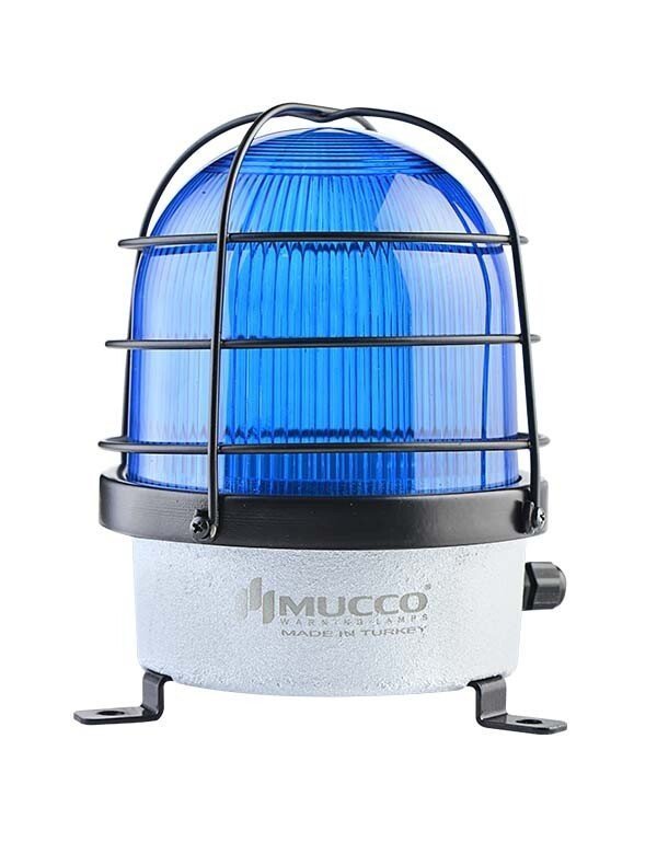 Buzzerlı Kafesli Çakar Döküm Tepe Lambası 12-24V AC/DC SNT-D12513-B-KFS Mavi