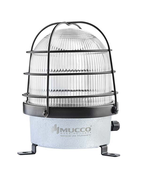Buzzerlı Kafesli Çakar Döküm Tepe Lambası 85-260V AC/DC SNT-D12522-B-KFS Beyaz