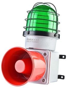 7 Sesli ışıklı Döküm Korna 48V DC SNT-E12548-D Beyaz