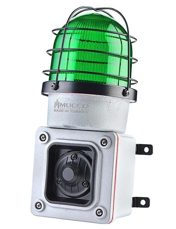 7 Sesli ışıklı Döküm Korna 12-30V DC SNT-ES12513-D Yeşil