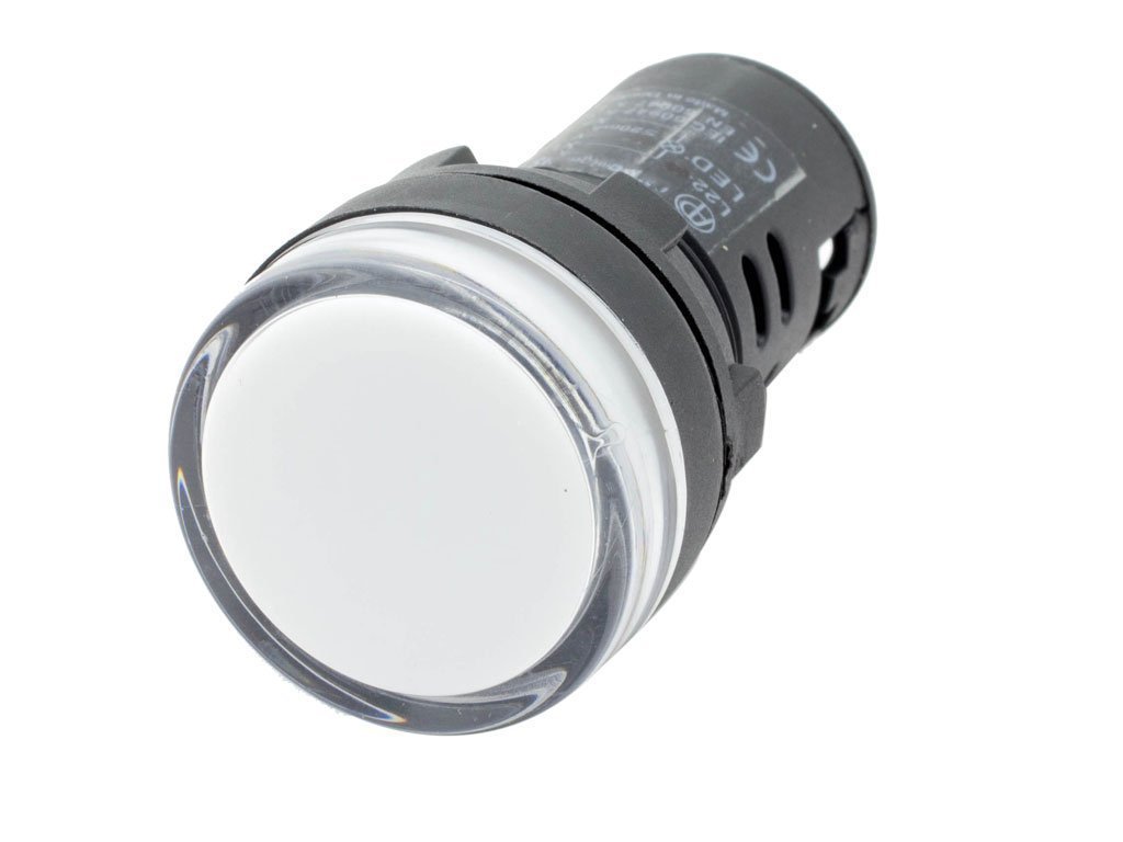 22mm Beyaz Ledli Sinyal Lambası 220V AC GWEST 100 Adet